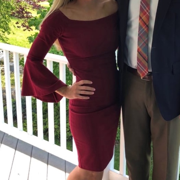 LULUS ALL SHE WANTS BURGUNDY MIDI DRESS Sz Small - Picture 7 of 8
